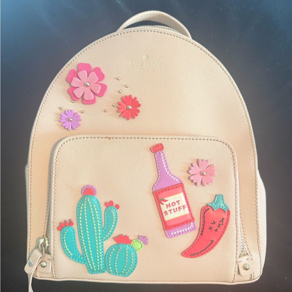 Kate Spade Cream Backpack with Colorful Accents